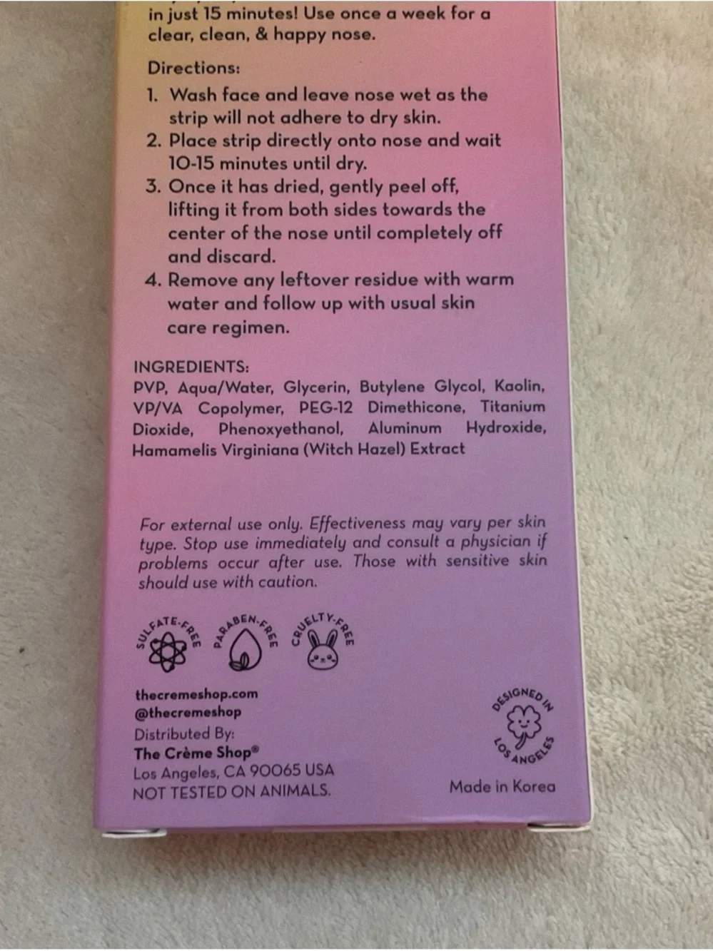 The Crème Shop Bye Bye Blackhead Deep Cleansing Nose Strips - Rainbow Pink
